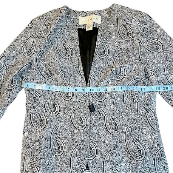 🍋 Doncaster • Single Button Black & White Paisley Pattern Blazer Jacket - Picture 9 of 9